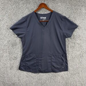 Grey's Anatomy By Barco Scrub Top XL Gray V Neck 2 Pocket Healthcare